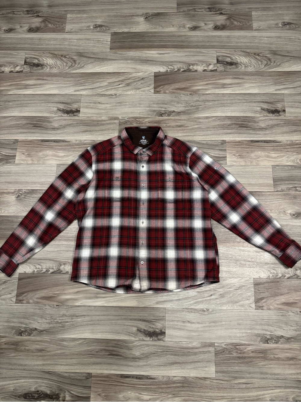 Kuhl Men's Law Long-Sleeve Flannel Shirt in Red Size Extra Extra Large
